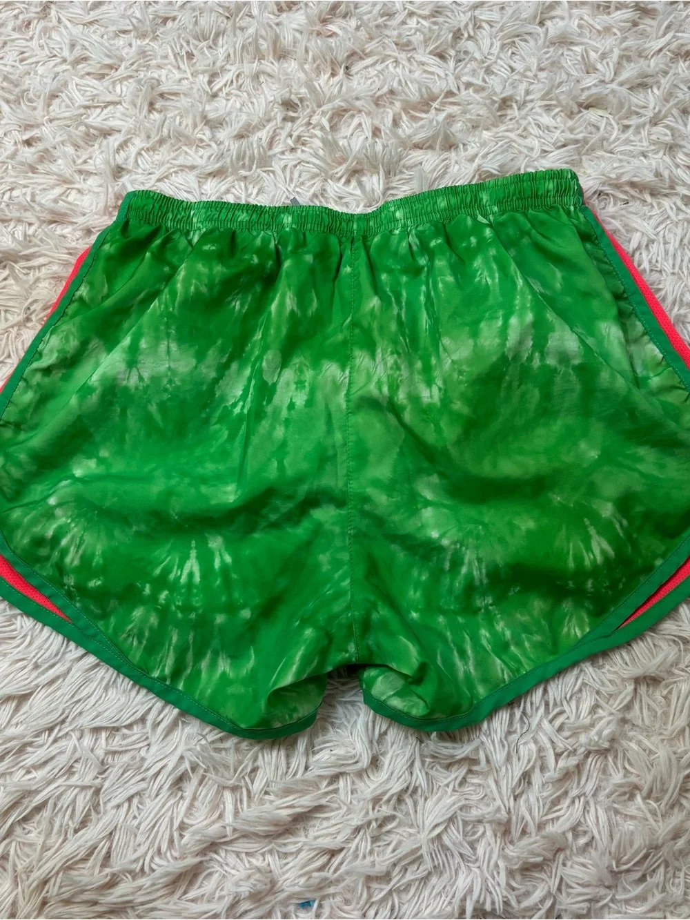 Nike Green Tie-Dye Athletic Shorts with Pink Side Panels